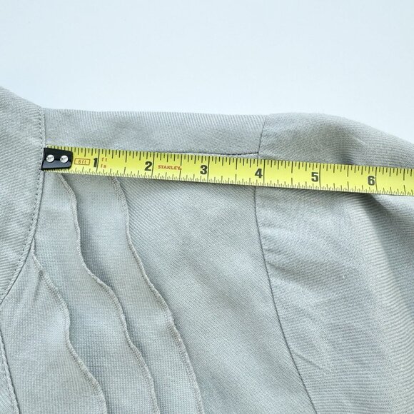 RW & CO Women’s Vintage Grey Jacket Short Sleeve Ruffled Collar 100% Ramie Large - Picture 4 of 15